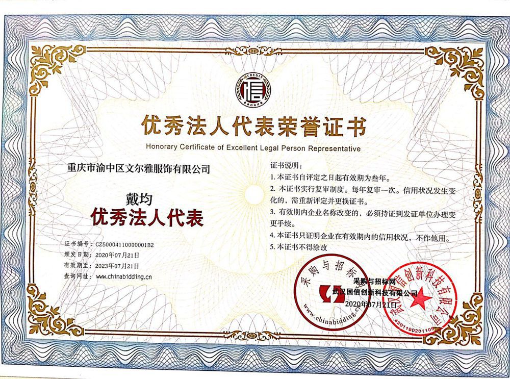 优秀法人代表